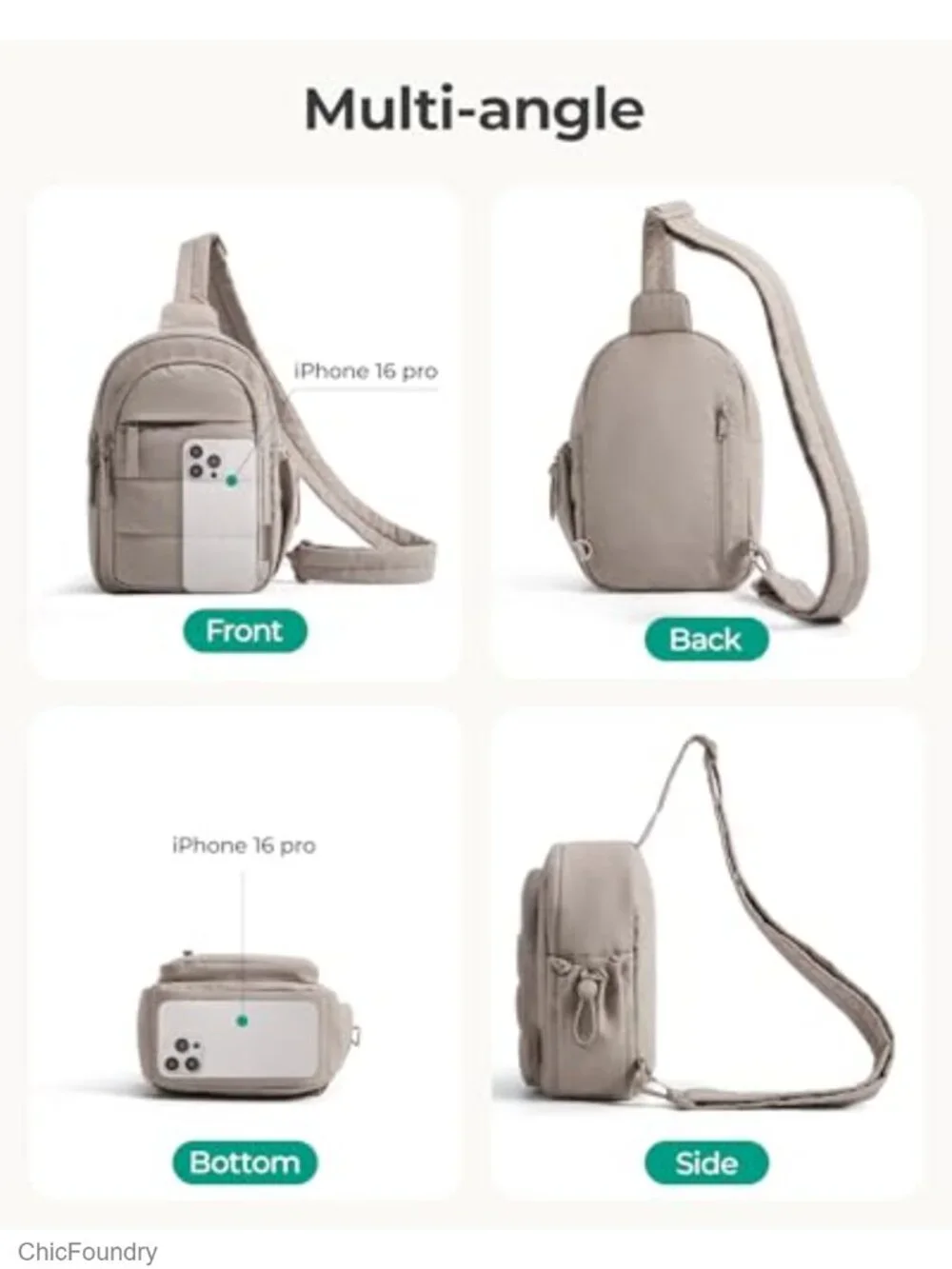 Puffer Sling Bag with RFID Blocking, Crossbody Hobo Handbag for Travel Hiking